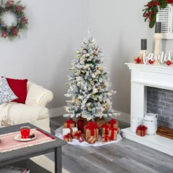 5’ Pre-Lit Flocked Livingston Fir Artificial Christmas Tree, Warm Clear LED Lights -Noel Twinkle Shop t1610 6 11237.1667528895