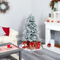 5’ Pre-Lit Flocked Livingston Fir Artificial Christmas Tree, Warm Clear LED Lights -Noel Twinkle Shop t1610 7 99073.1667528896