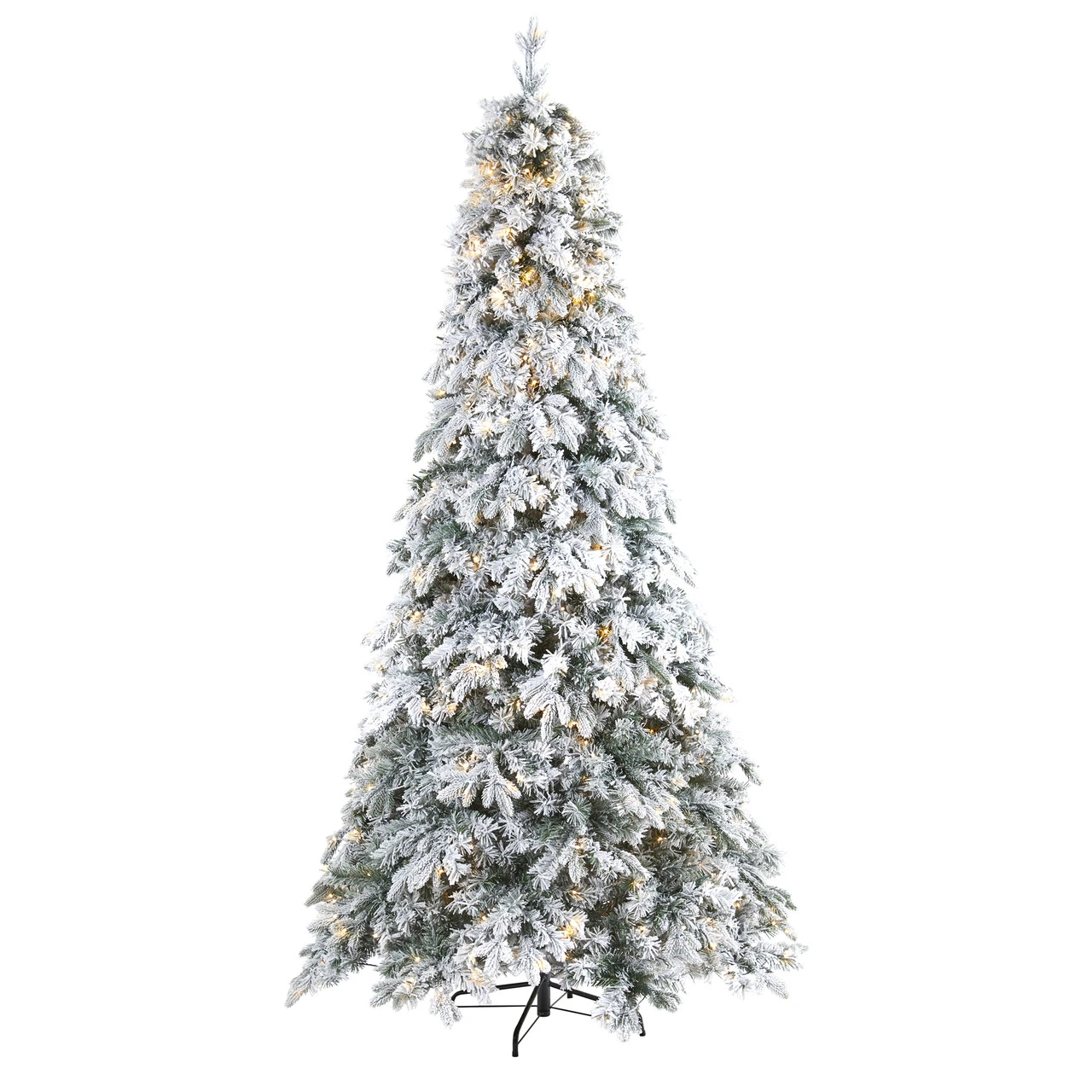 8' Pre-Lit Flocked Vermont Pine Artificial Christmas Tree, Warm Clear LED Lights 3 8' Pre-Lit Flocked Vermont Pine Artificial Christmas Tree, Warm Clear LED Lights