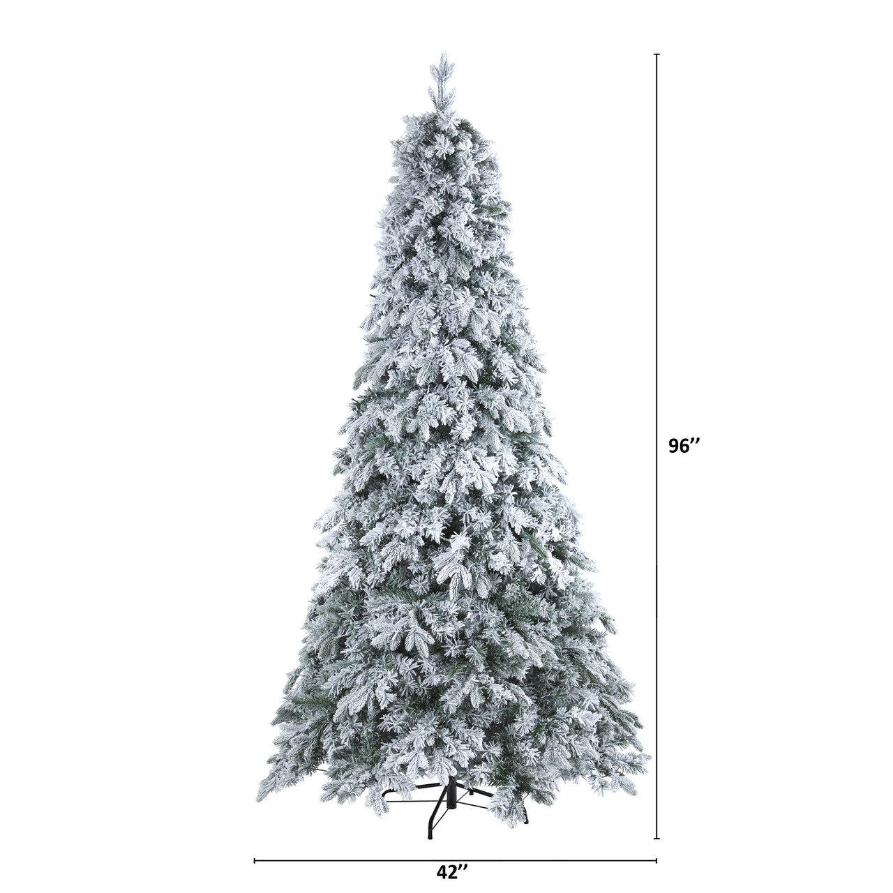 8' Pre-Lit Flocked Vermont Pine Artificial Christmas Tree, Warm Clear LED Lights 4 8' Pre-Lit Flocked Vermont Pine Artificial Christmas Tree, Warm Clear LED Lights - Image 2