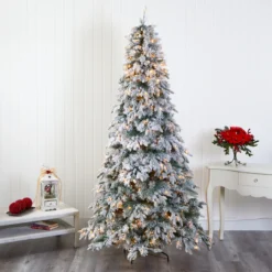 8' Pre-Lit Flocked Vermont Pine Artificial Christmas Tree, Warm Clear LED Lights 15 8' Pre-Lit Flocked Vermont Pine Artificial Christmas Tree, Warm Clear LED Lights -Noel Twinkle Shop t1773 7 50073.1681393459