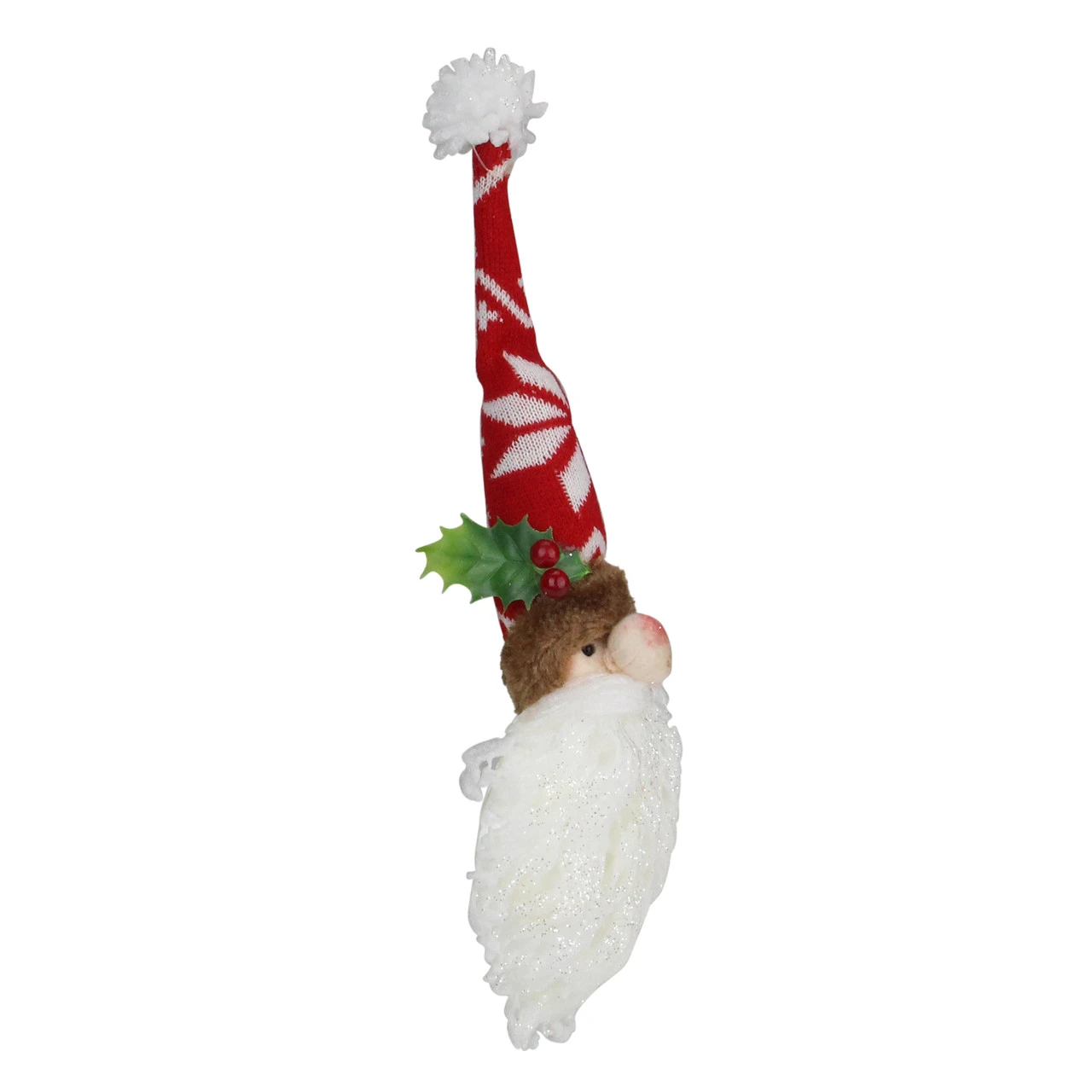 16" Santa Head With Glittered Foam Beard And Holly Berries Christmas Wall Decor 4 16" Santa Head With Glittered Foam Beard And Holly Berries Christmas Wall Decor - Image 2