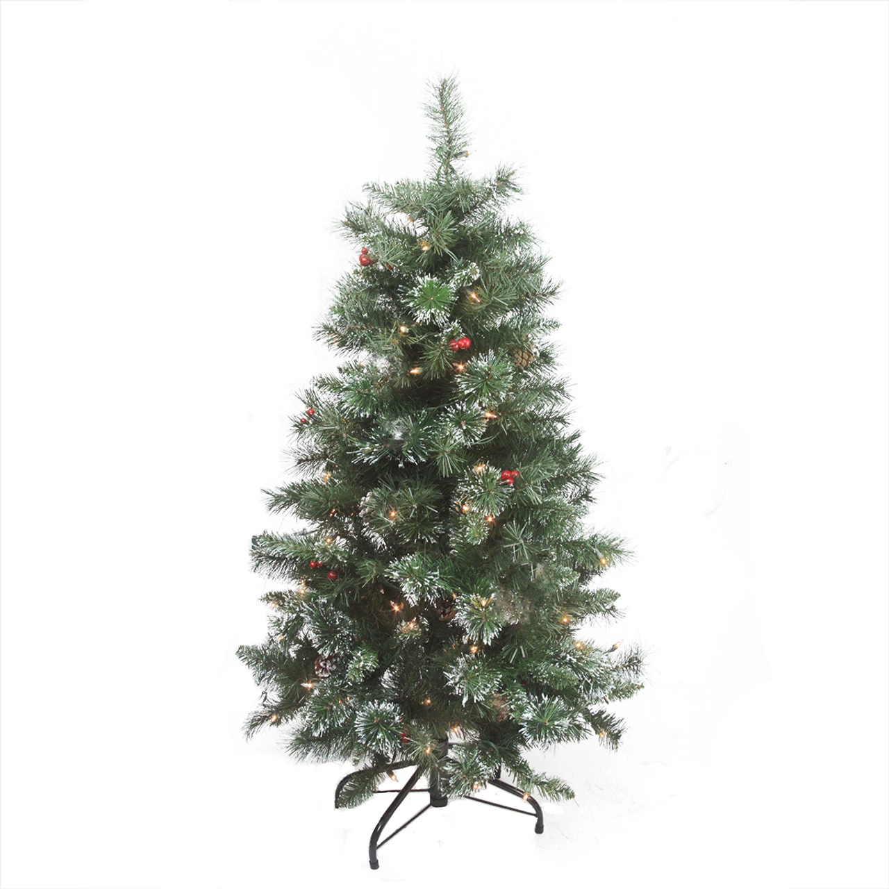 4' Pre-Lit Medium Frosted Mixed Pine Artificial Christmas Tree - Clear Lights 3 4' Pre-Lit Medium Frosted Mixed Pine Artificial Christmas Tree - Clear Lights