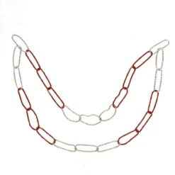 36" Red And Silver Round Loops Christmas Chain Garland - Unlit