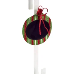 18" Red And Green White Striped Chalkboard With Bow Christmas Wreath Hanger