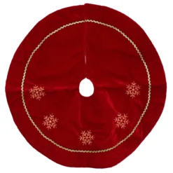 24" Crimson Red And White Snowflakes Christmas Tree Skirt