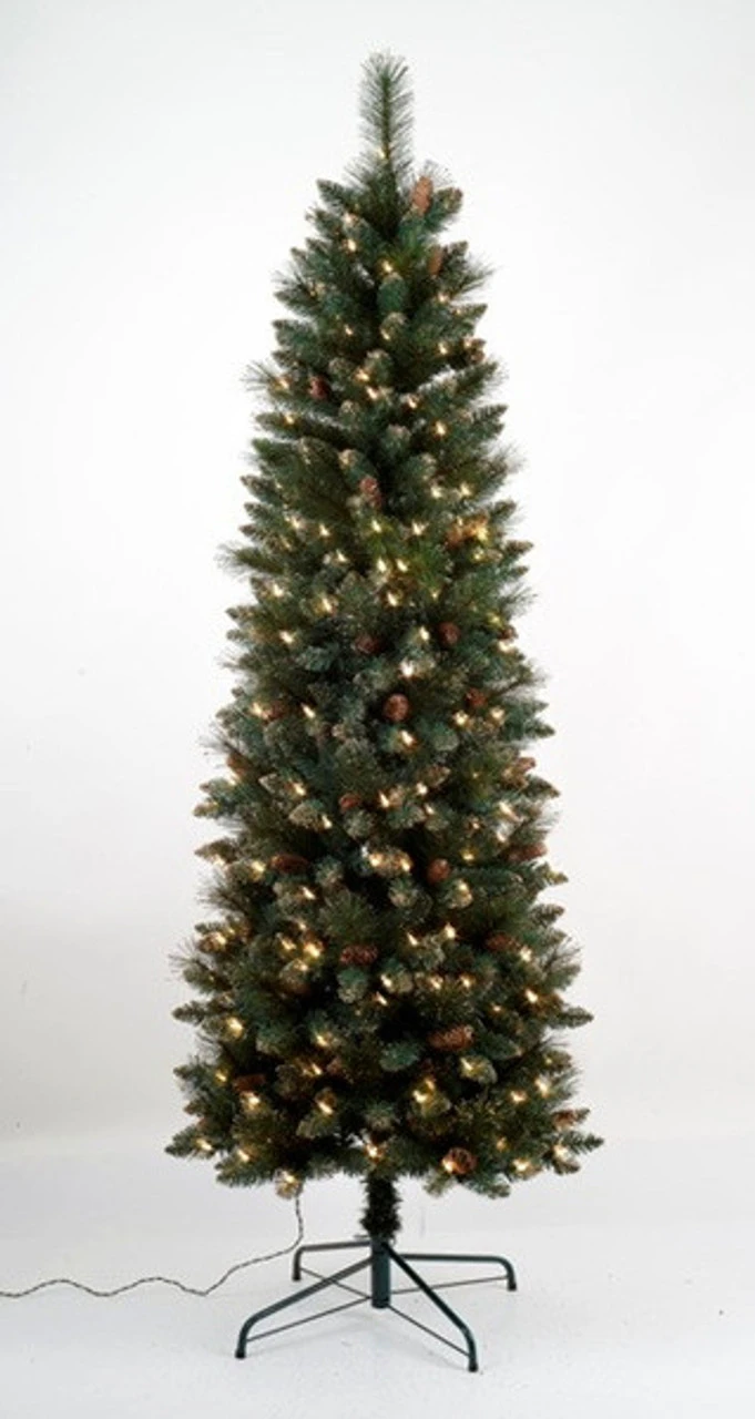 4.5' Pre-Lit Yorkville Pine Pencil Artificial Christmas Tree - Clear Lights 3 4.5' Pre-Lit Yorkville Pine Pencil Artificial Christmas Tree - Clear Lights