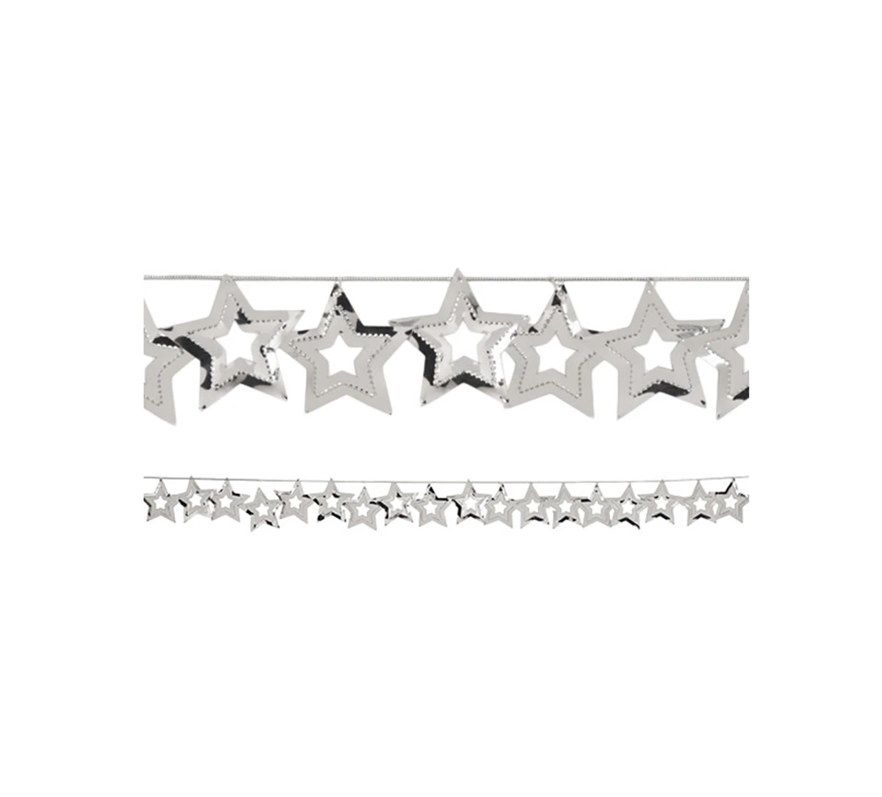 12 Confetti Metallic Silver Cutout Stars Hanging Christmas Party Garlands 108' 3 12 Confetti Metallic Silver Cutout Stars Hanging Christmas Party Garlands 108'