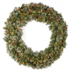 60” Pre-Lit Wintry Pine Artificial Christmas Wreath - Clear Lights