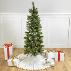 4.5' Pre-Lit Yorkville Pine Pencil Artificial Christmas Tree - Multicolored Lights