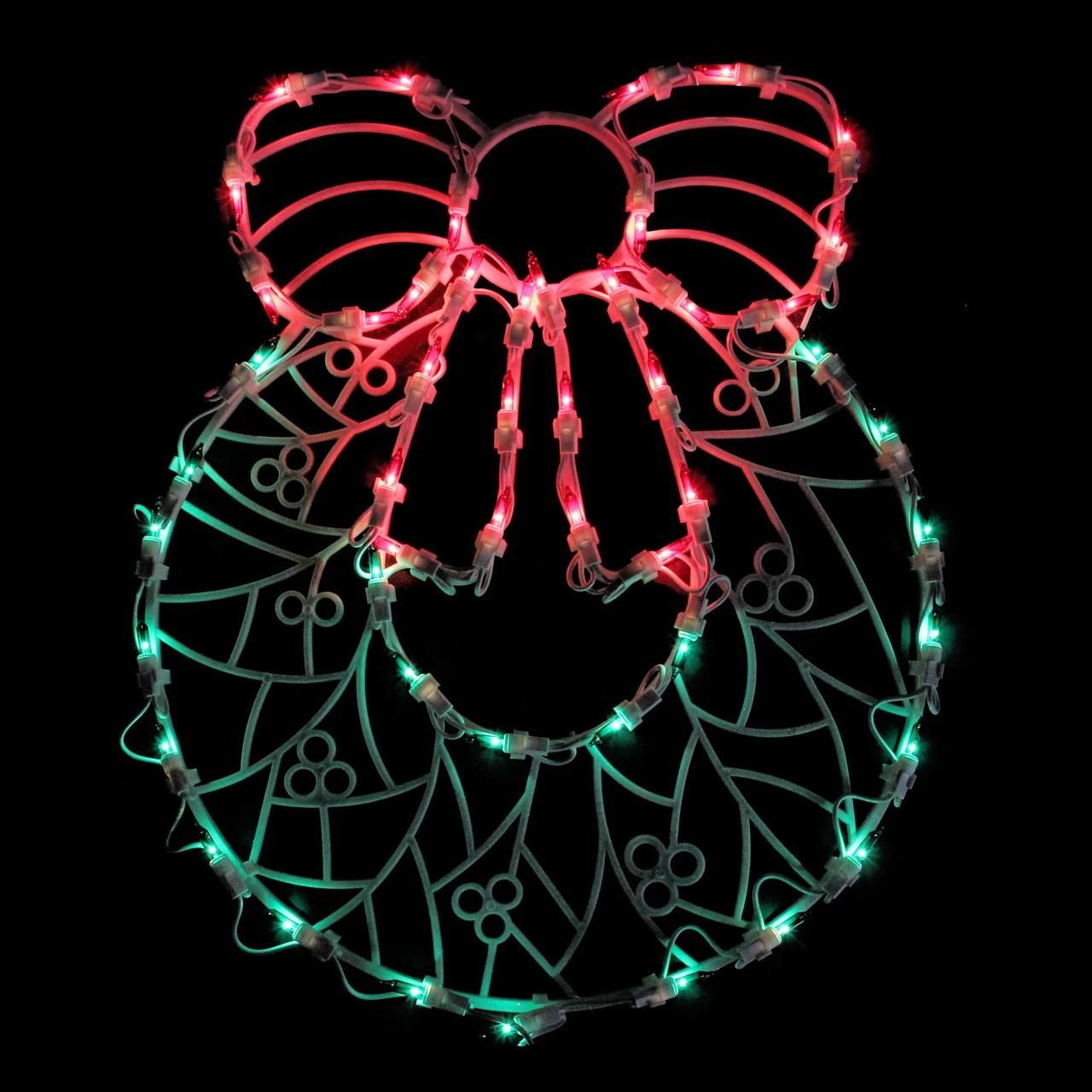 16" Lighted Wreath Christmas Window Silhouette Decoration 3 16" Lighted Wreath Christmas Window Silhouette Decoration