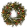 24" Pre-Lit Wintry Pine Artificial Christmas Wreath - LED Lights And BO