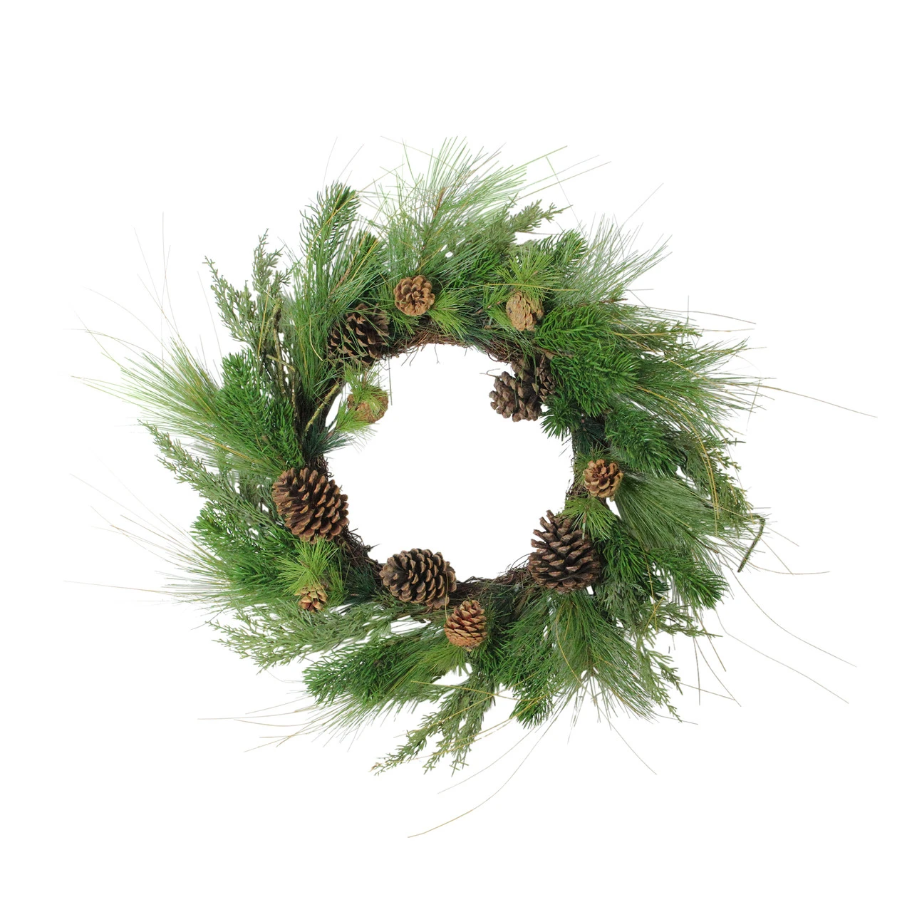 Pine Cones And Needles Artificial Christmas Wreath - 24-Inch, Unlit 3 Pine Cones And Needles Artificial Christmas Wreath - 24-Inch, Unlit
