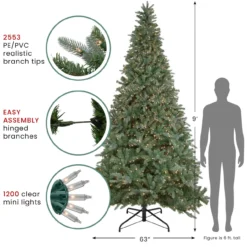 9' Pre-Lit Granville Fraser Fir Artificial Christmas Tree, Clear Lights 13 9' Pre-Lit Granville Fraser Fir Artificial Christmas Tree, Clear Lights -Noel Twinkle Shop ww multi treestand 82606.1667530140