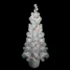 3.5' X 18'' Pre-Lit Potted Flocked White Tinsel Artificial Christmas Tree - Clear Lights