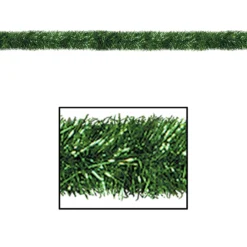 100' Festive Shiny Green Gleam 'N Tinsel Holiday Garland - Unlit
