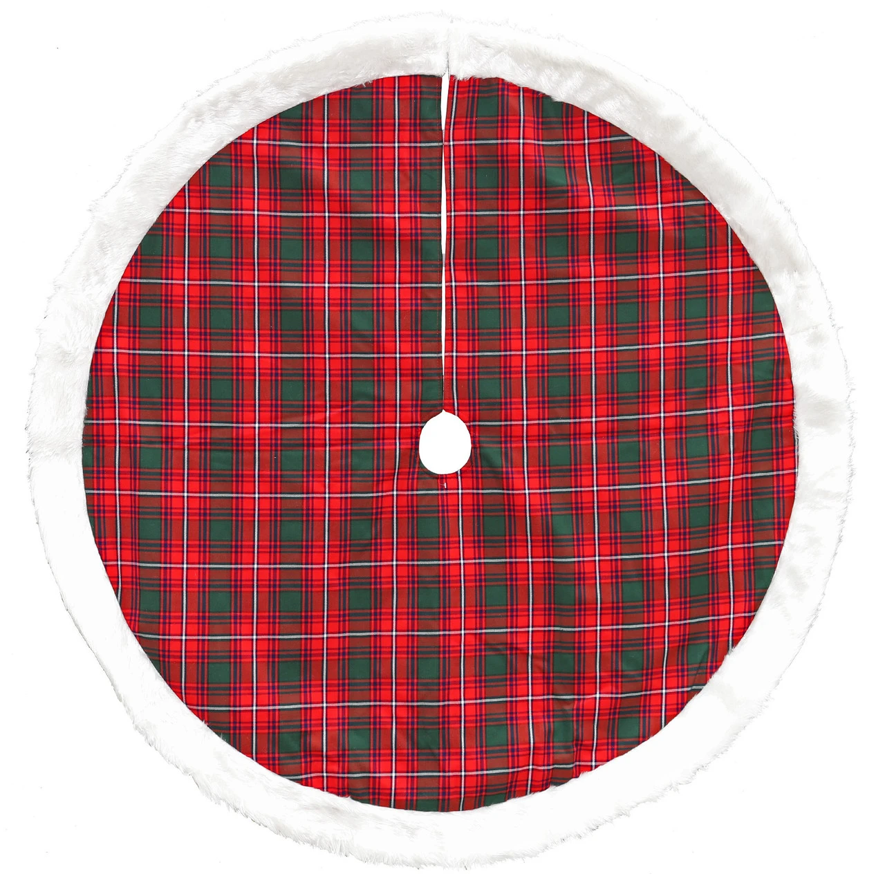 48" Red And White Plaid Border Christmas Tree Skirt 3 48" Red And White Plaid Border Christmas Tree Skirt