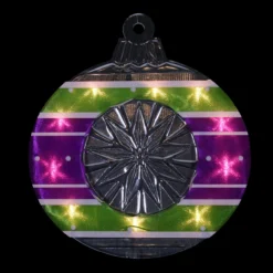 15.5" Lighted Purple And Green Shimmering Ornament Christmas Window Silhouette Decoration