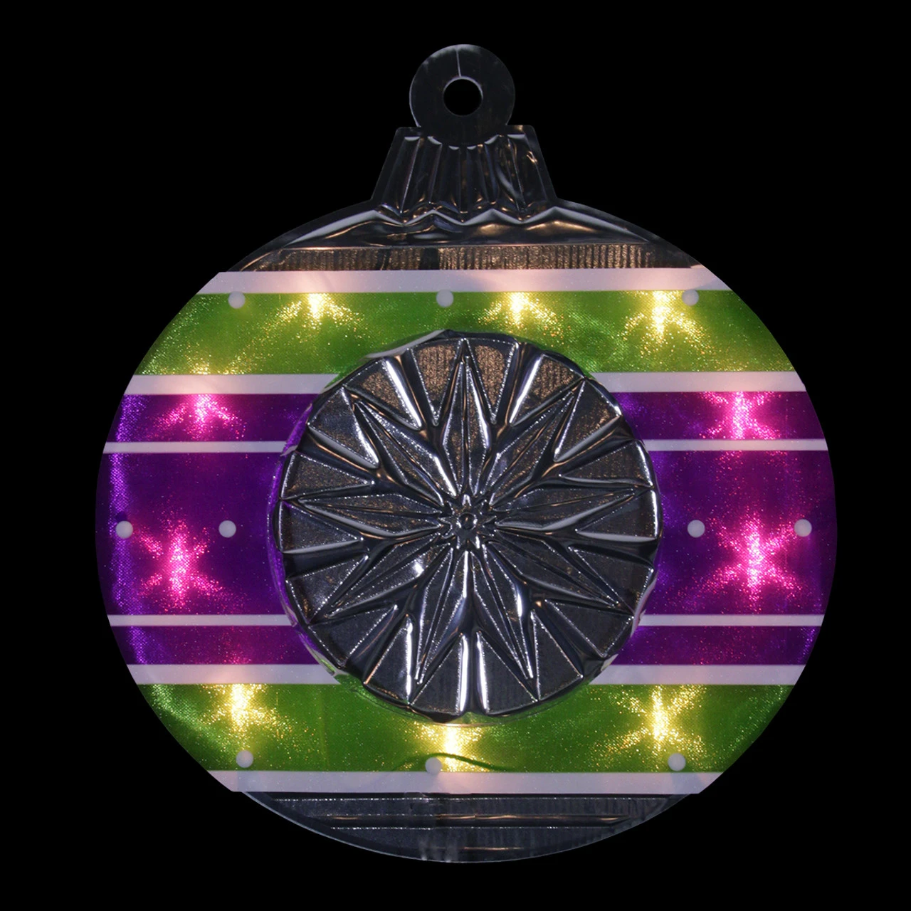 15.5" Lighted Purple And Green Shimmering Ornament Christmas Window Silhouette Decoration 3 15.5" Lighted Purple And Green Shimmering Ornament Christmas Window Silhouette Decoration