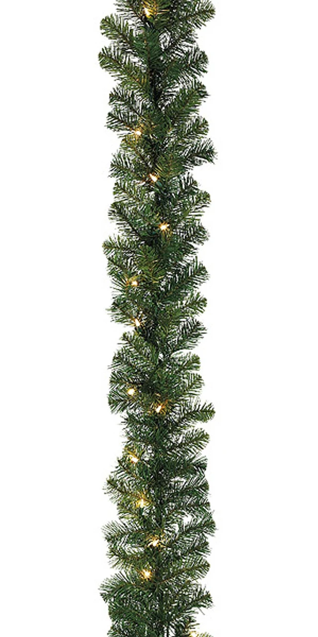 9' X 10" Pre-lit Windsor Green Pine Artificial Christmas Garland - Clear Lights 3 9' X 10" Pre-lit Windsor Green Pine Artificial Christmas Garland - Clear Lights