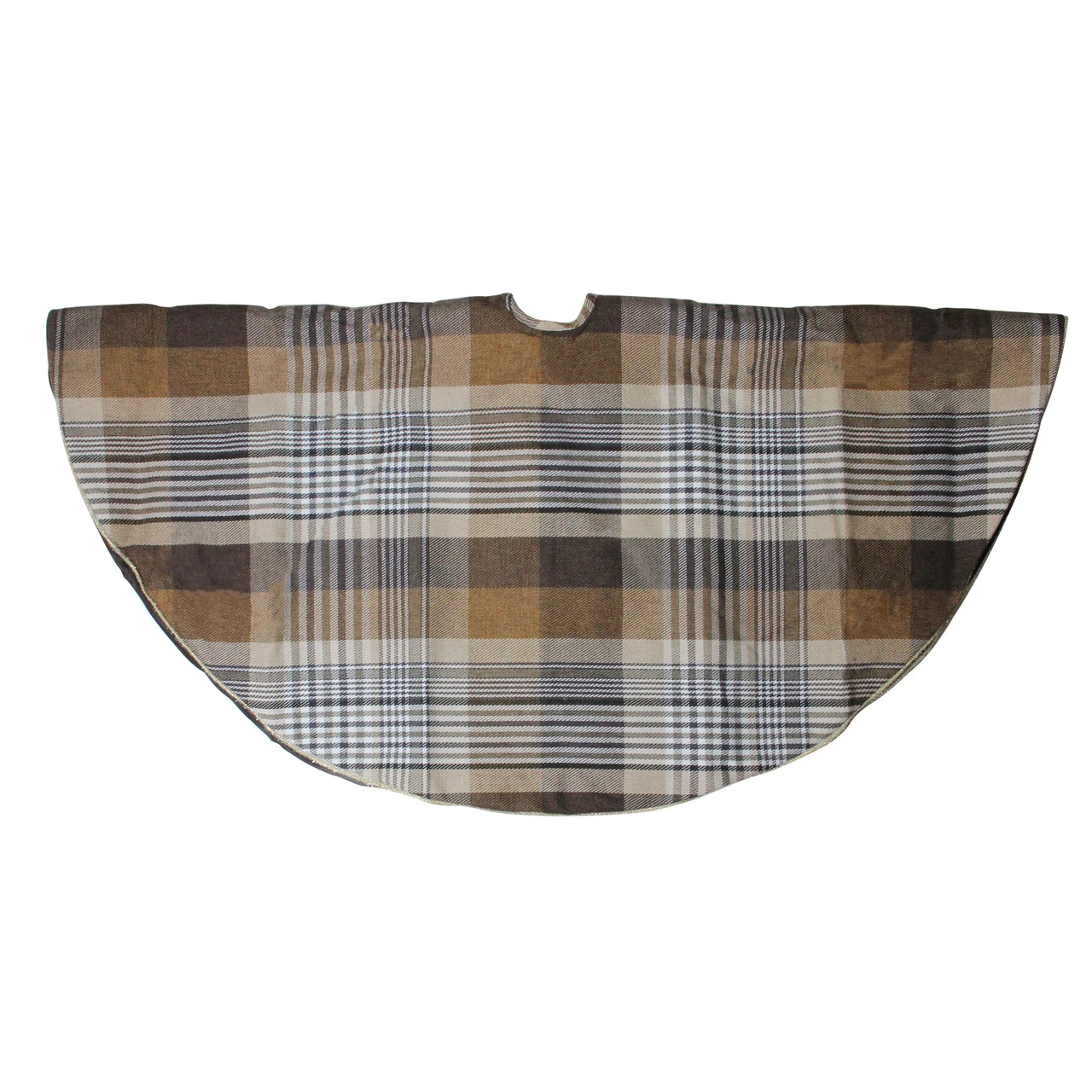 48" Brown Plaid Rustic Woodland Christmas Tree Skirt With Gold Trim 4 48" Brown Plaid Rustic Woodland Christmas Tree Skirt With Gold Trim - Image 2